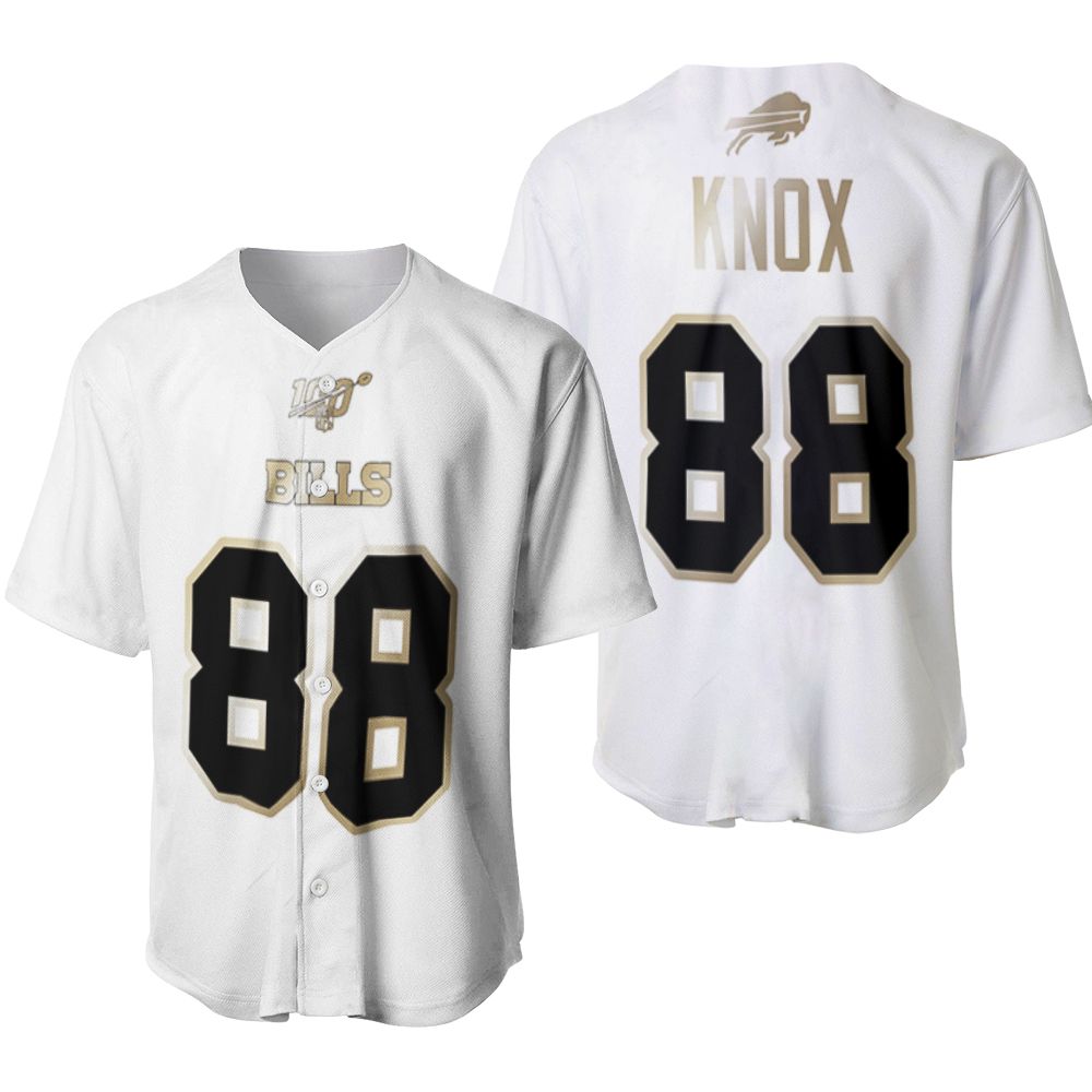 Buffalo Bills Dawson Knox #88 NFL White 100th Season Golden Brandedition Jersey Style Gift For Bills Fans Baseball Jersey