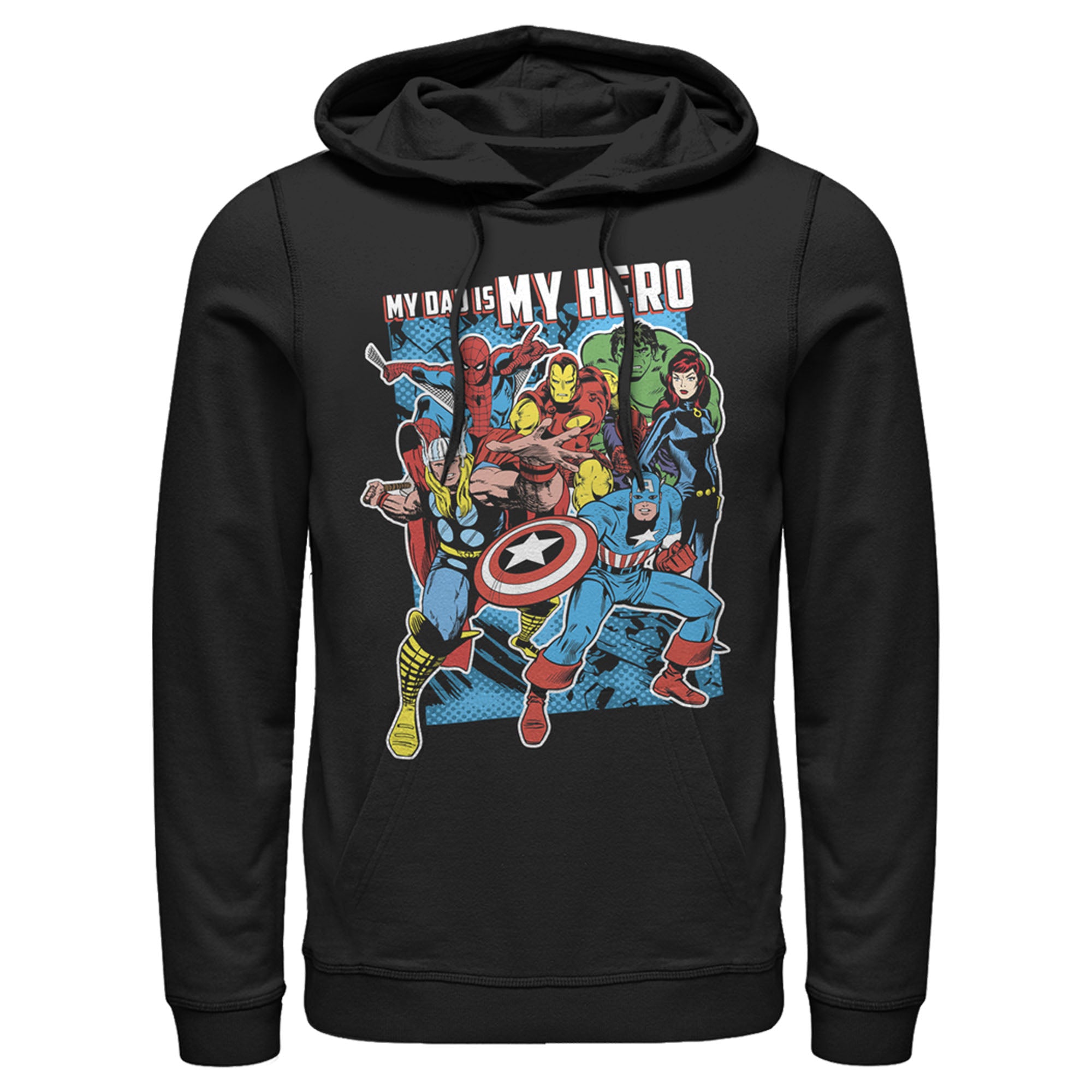 Men’S Marvel My Dad Is My Hero Pull Over Hoodie