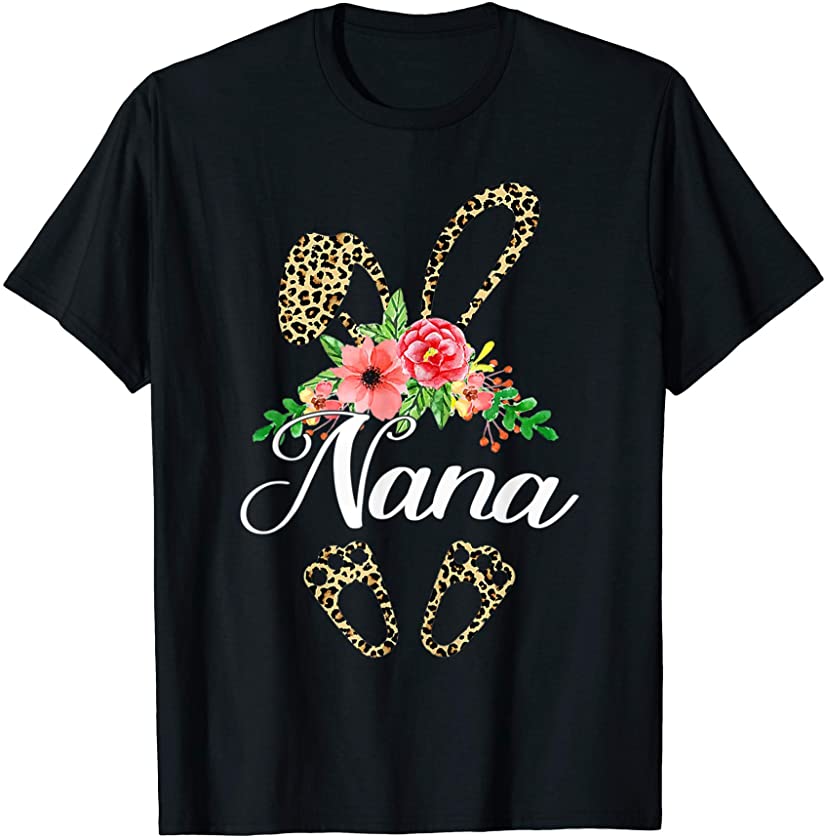 Mother’s Day Easter Flower Nana Leopard Bunny T-Shirt