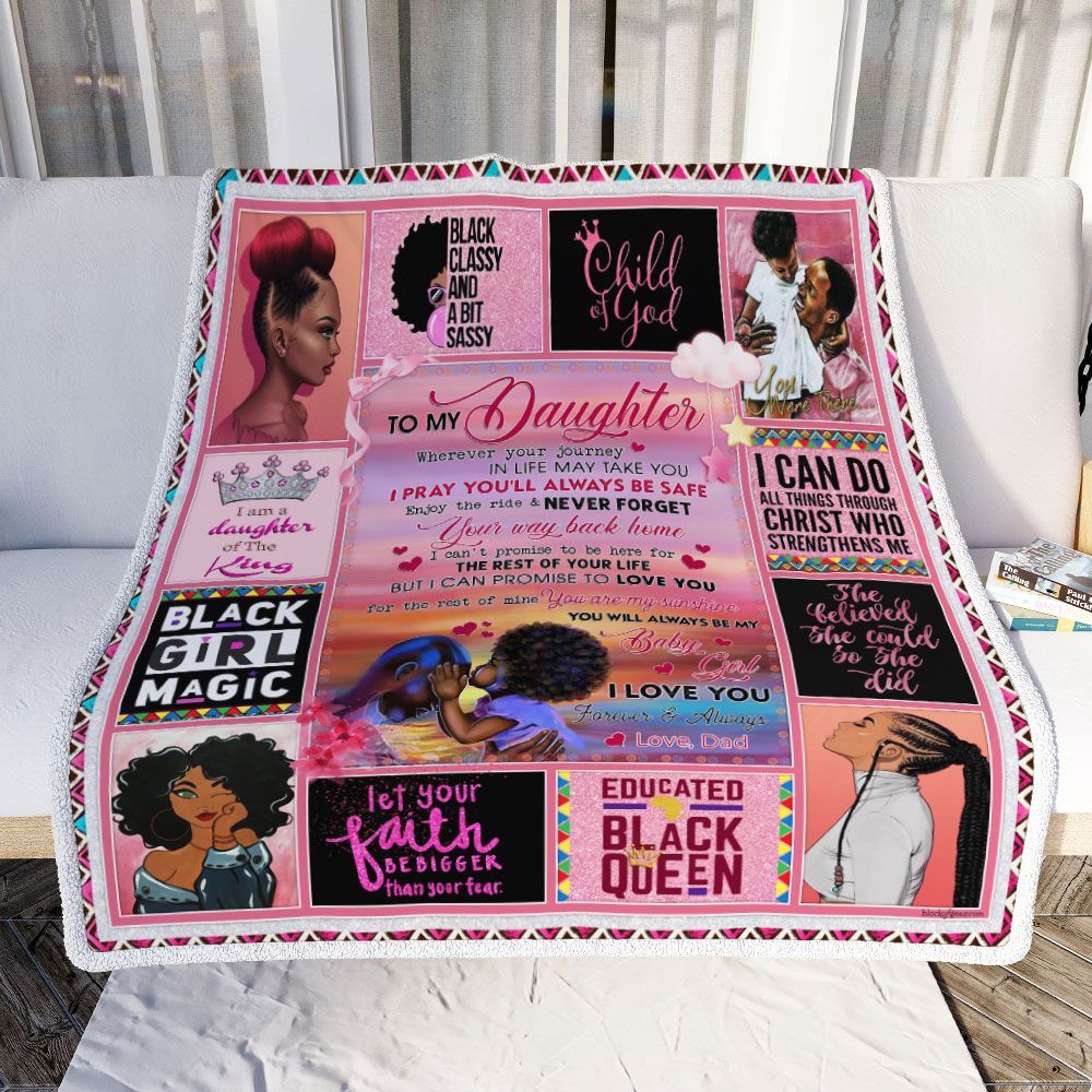 To My Daughter, Black Girl, Love Dad Sofa Throw Blanket