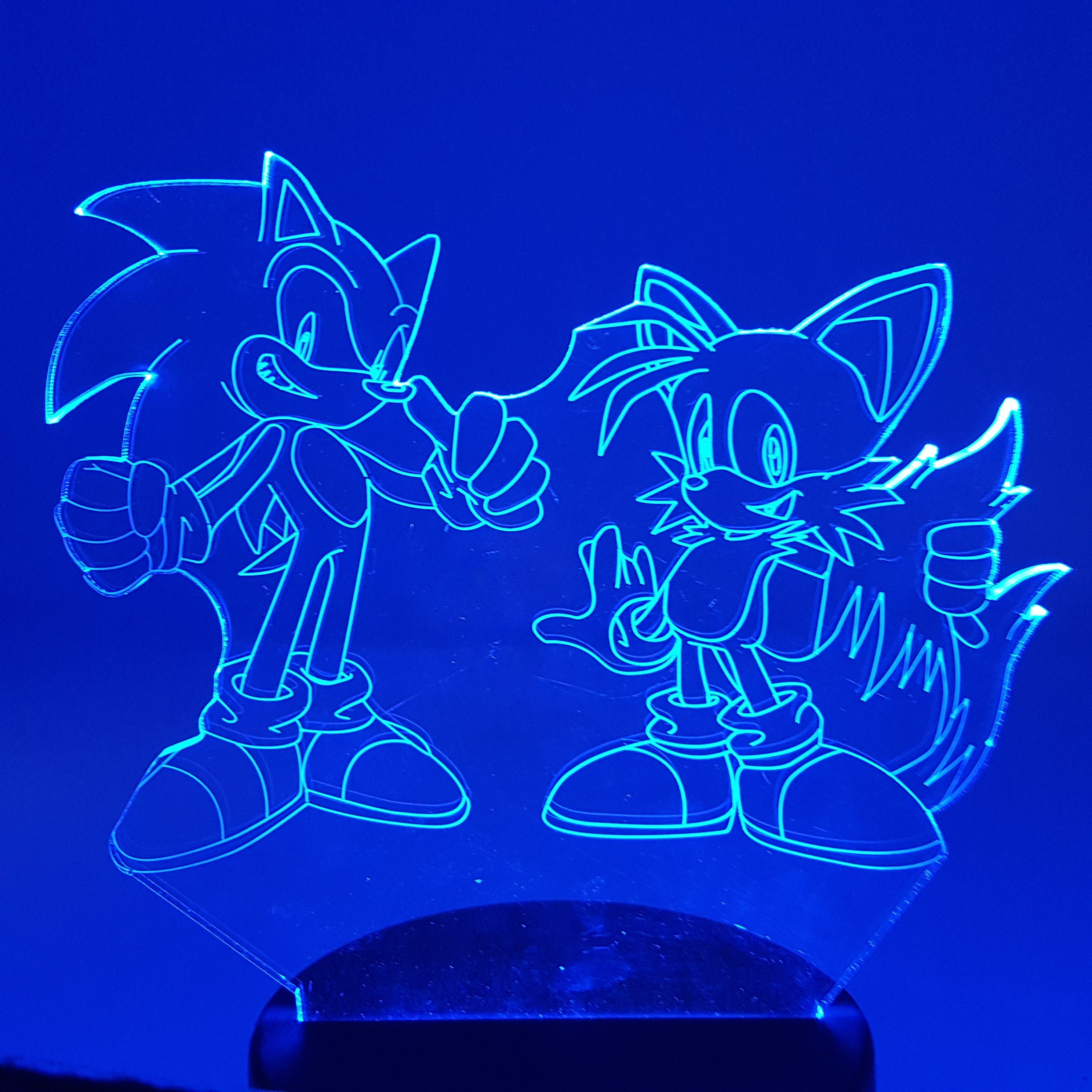 Sonic the Hedgehog & Tails Color Changing 3D Illusion Acrylic Lamp