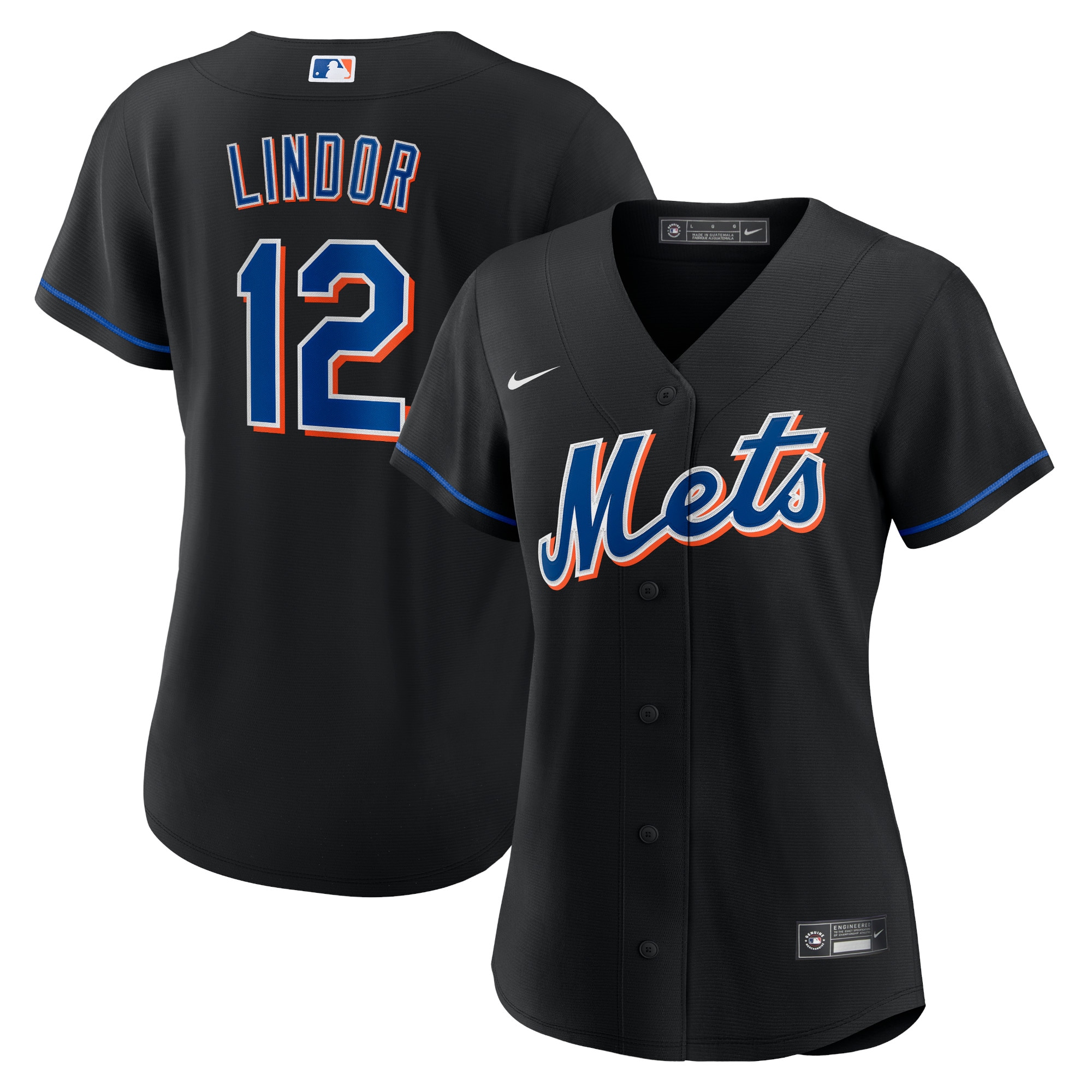 Women’s New York Mets Francisco Lindor Black 2022 Alternate Player Jersey