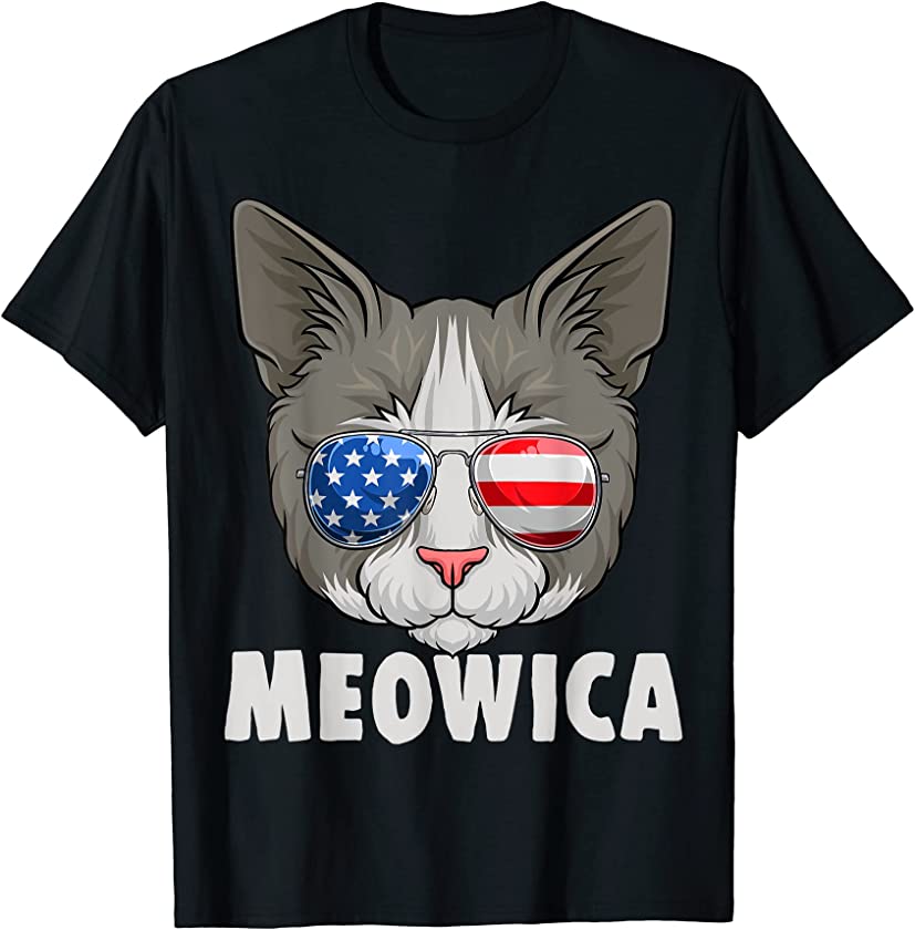 Cat 4th of July USA Kitten American Flag T-Shirt