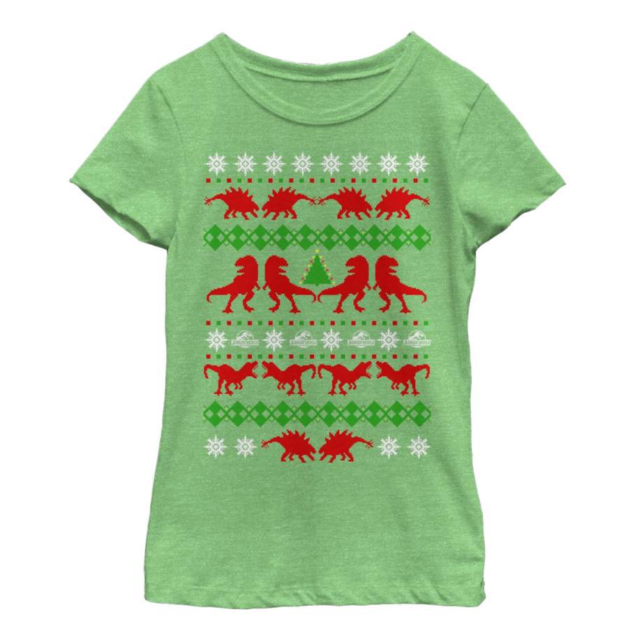 Jurassic World Girl’s Ugly Christmas T.Rex  T Shirt