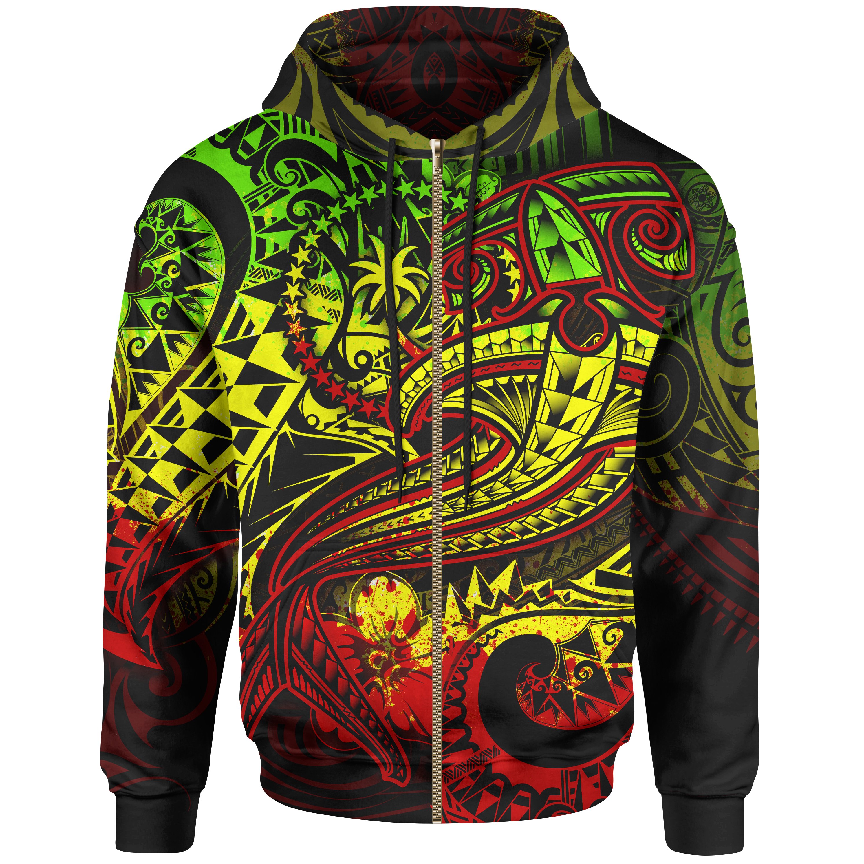 Chuuk Zip-up Hoodie  – Reggae Shark Polynesian Tattoo – BN18