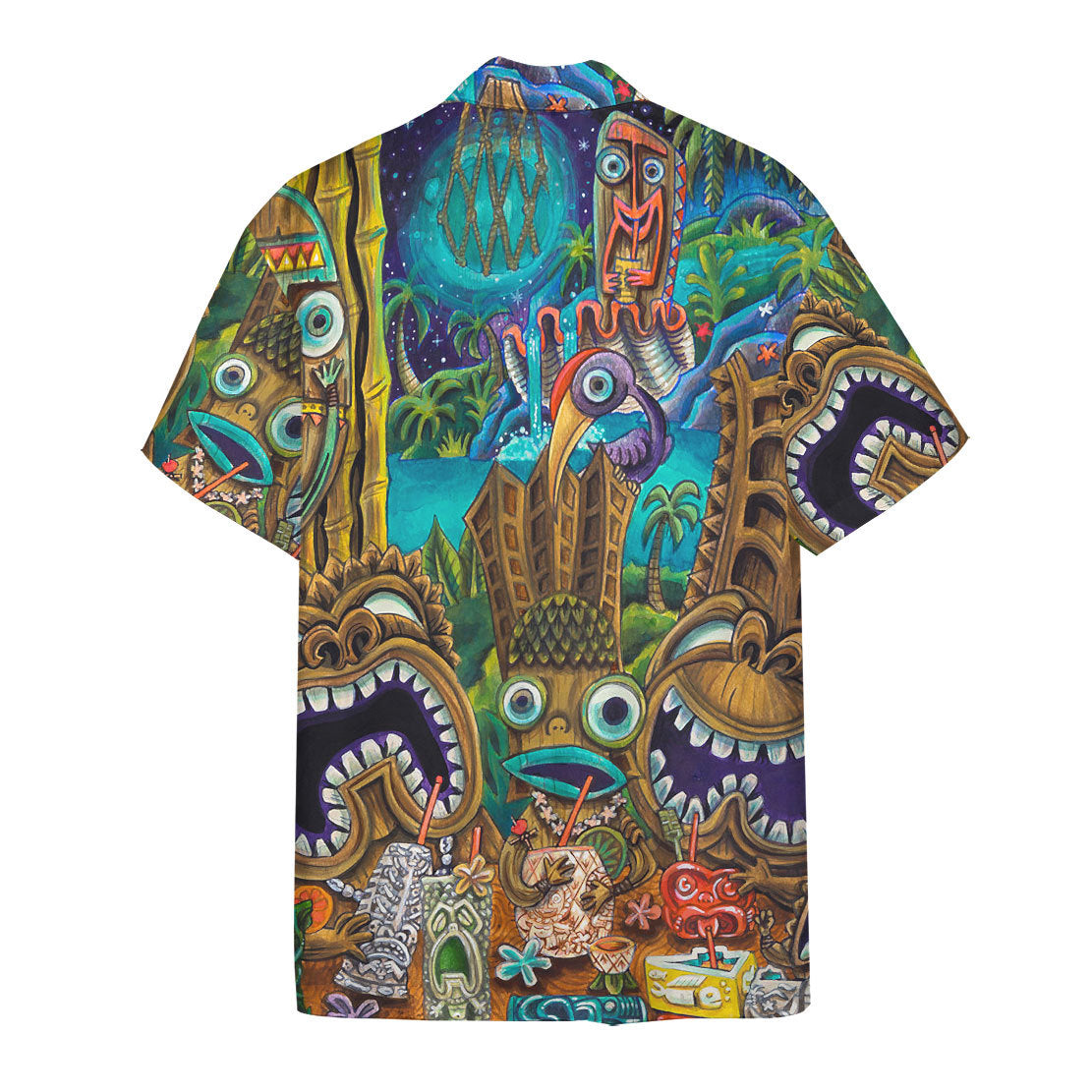 Gearhumans Tiki At Jungle Night Hawaiian Shirt Ha49809