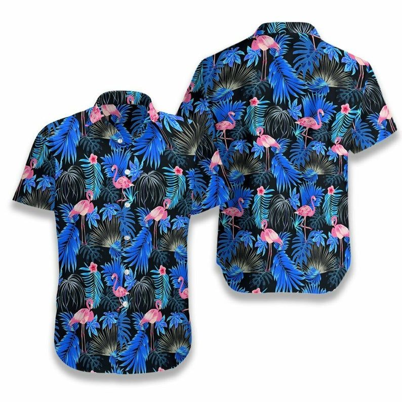 Flamingo Tropical Blue Pink Unique Design Hawaii Shirt Ha57169