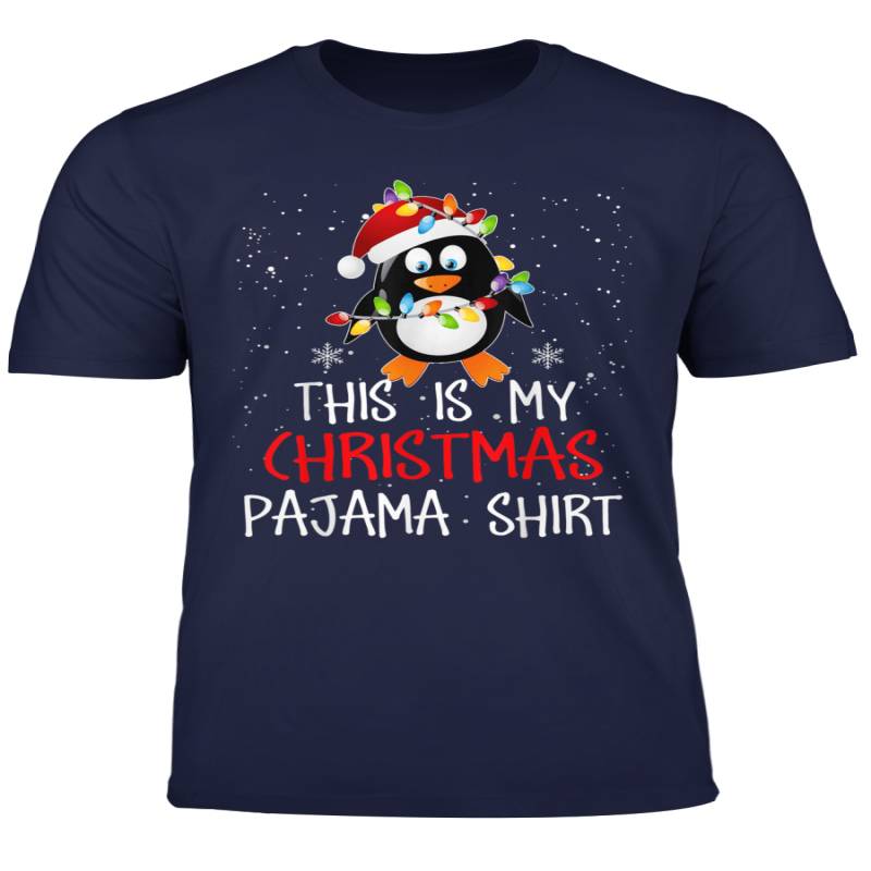 This Is My Christmas Pajama Shirt Penguins Santa Gift T Shirt