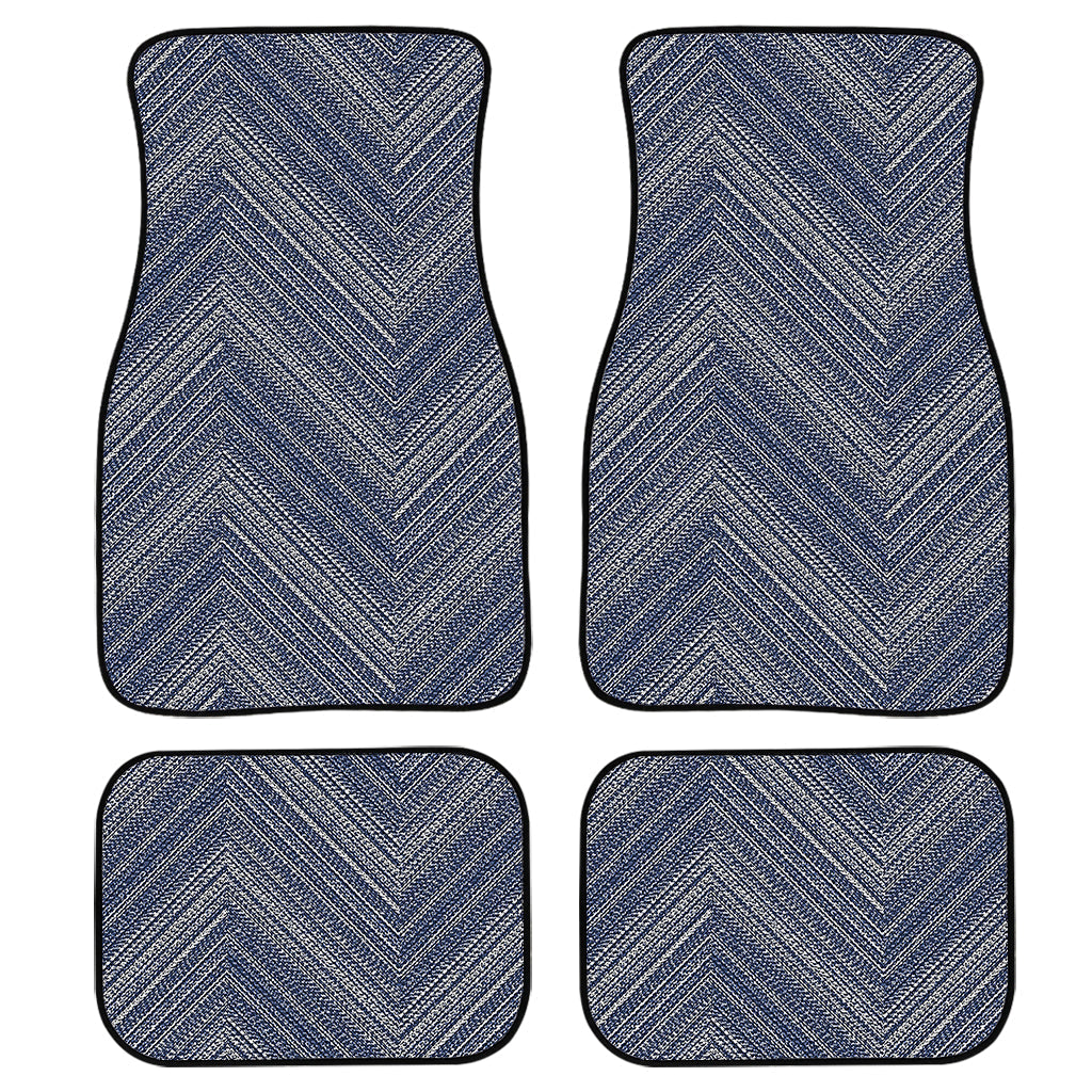 Native Denim Jeans Pattern Print Front And Back Car Floor Mats, Front Car Mat