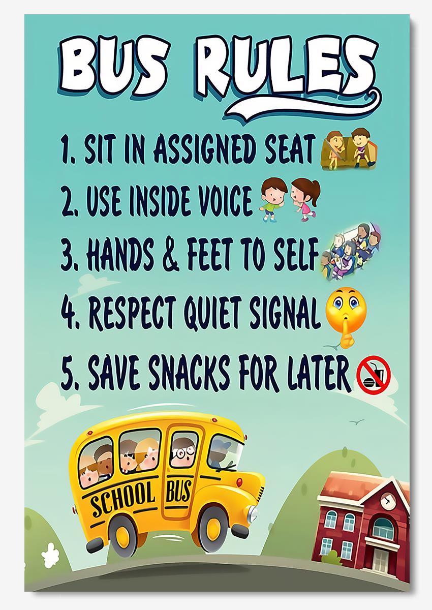 Bus Rules Bus Knowledge Wall Art For Bus Decor Poster