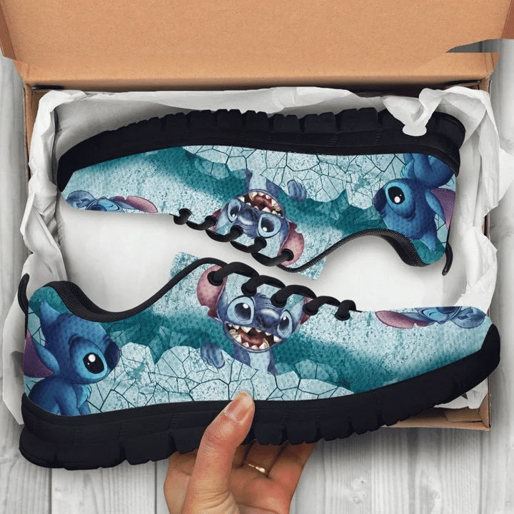 Stitch Lilo & Stitch Disney 29 Print Sneakers, Women’s Sneakers, Handmade Crafted sneaker black Shoes birthday gift Fashion Fly Sneakers TL97