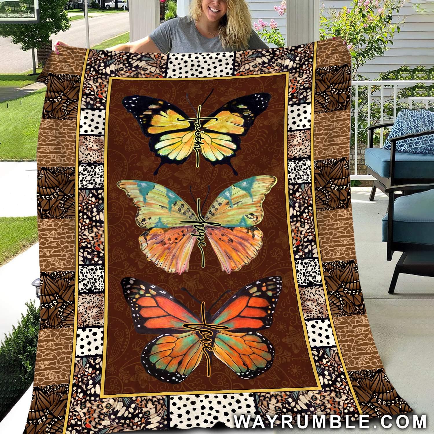 Colorful Butterfly, Winter Blanket, Faith Hope Love – Jesus Blanket