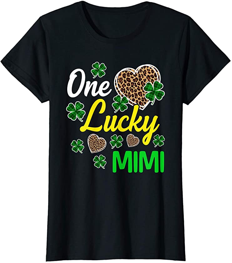 Womens One Lucky Mimi Lucky Shamrock St Patrick’s Day Leopard T-Shirt