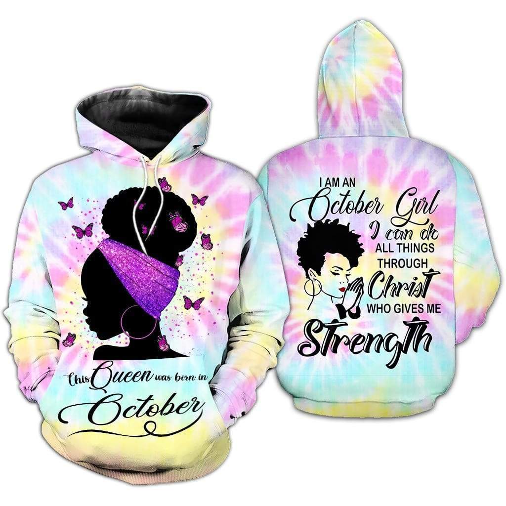 Personalized Black Queen Hippie Birthday Hoodie 3D Personalized Custom Month