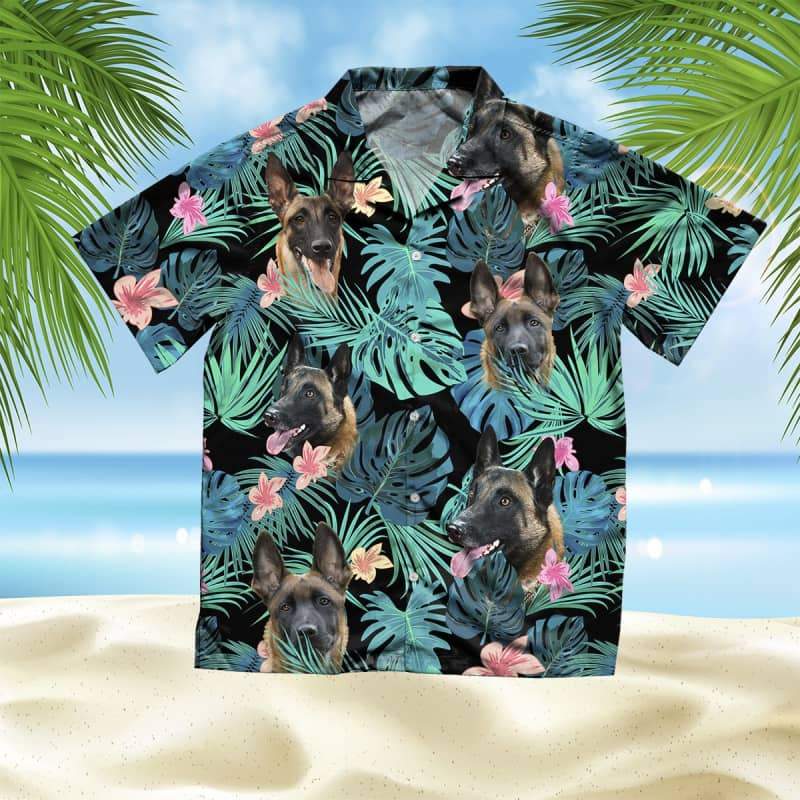 Belgian Malinois Hawaiian Shirt, Dog Summer Leaves Hawaiian Shirt, Unisex Print Aloha Short Sleeve Casual Shirt