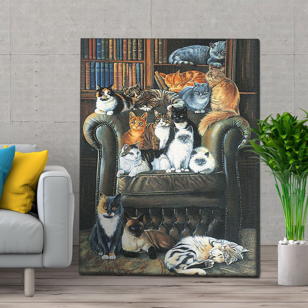 Cute Cats Vertical Love Puppy Cats Gift For Animal Lovers- Canvas Prints Poster Wall Art