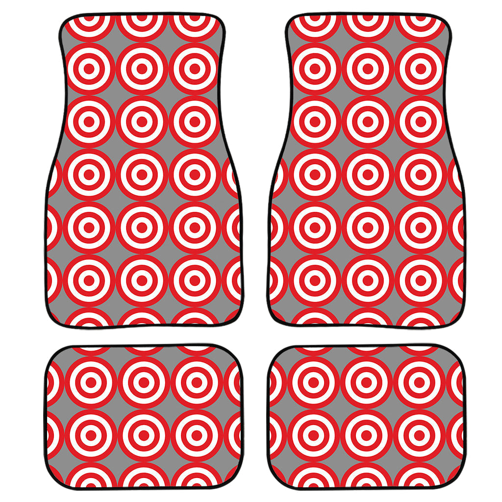 Red And White Bullseye Target Print Front And Back Car Floor Mats, Front Car Mat