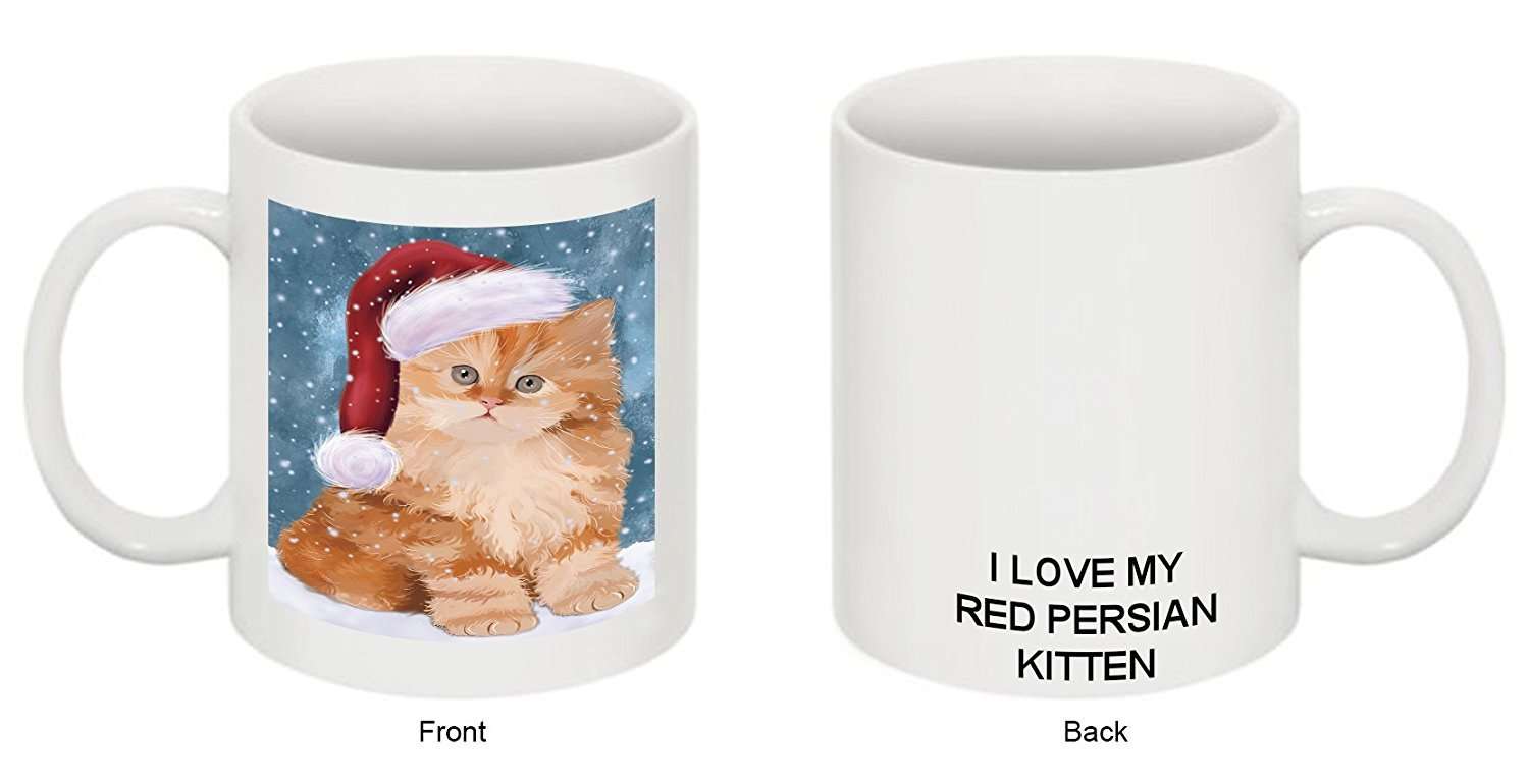 Let It Snow Happy Holidays Persian Kitten Christmas Mug Cmg0465