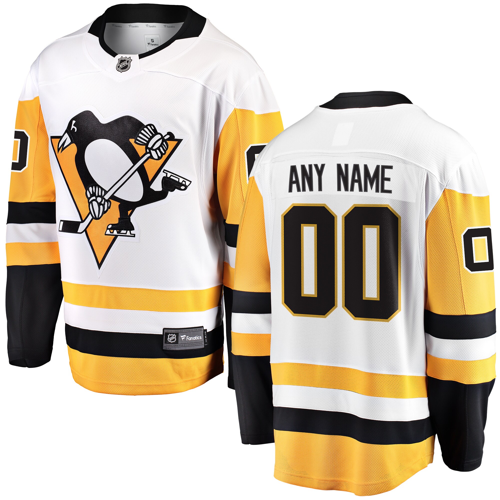 Men's Pittsburgh Penguins White Away Breakaway Custom Jersey