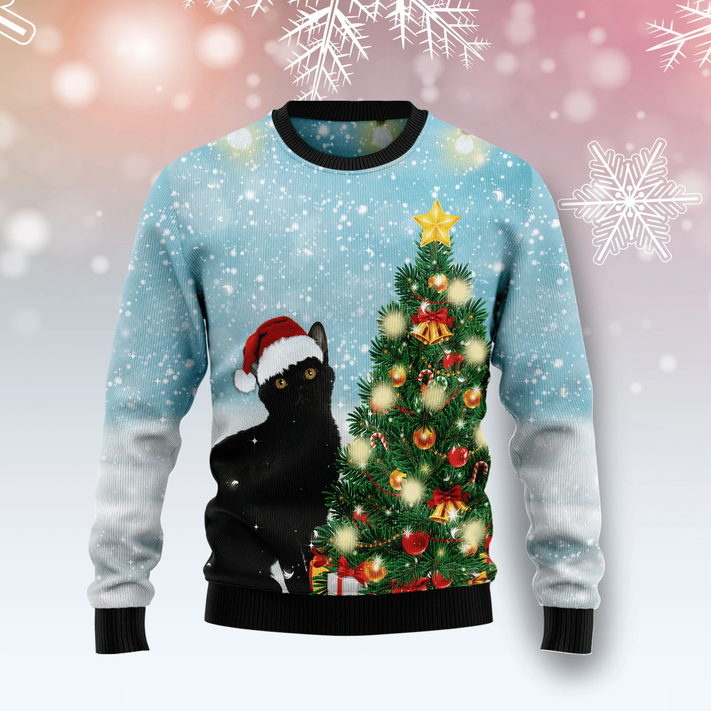 Black Cat Noel Tree Christmas Ugly Sweater