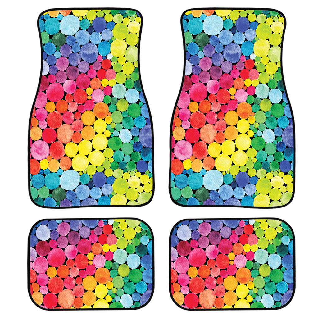 Watercolor Rainbow Pattern Print Front And Back Car Floor Mats, Front Car Mat