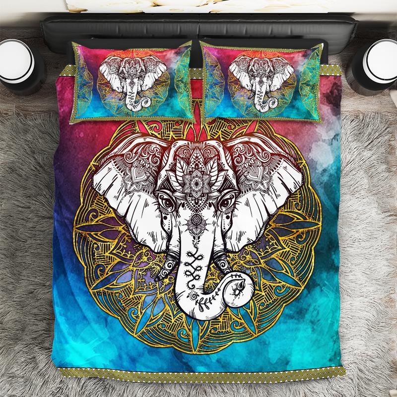 Zentangle Elephant Quilt Bed Set And Pillow Covers