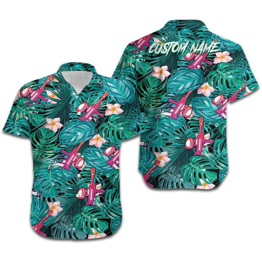 Hawaii Aloha Shirts Paintball Plumeria Tropical Custom Name Ha36598