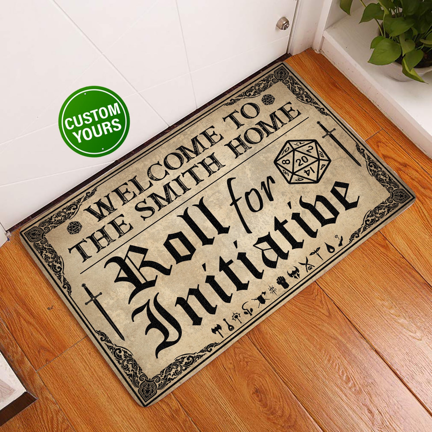 Roll For Initiative Personalized All Over Printing Doormat