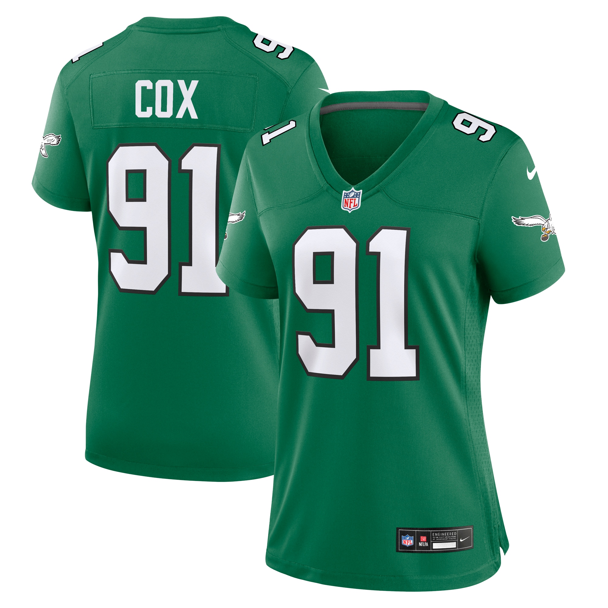 Women’s Philadelphia Eagles Fletcher Cox Kelly Green Alternate Game Jersey