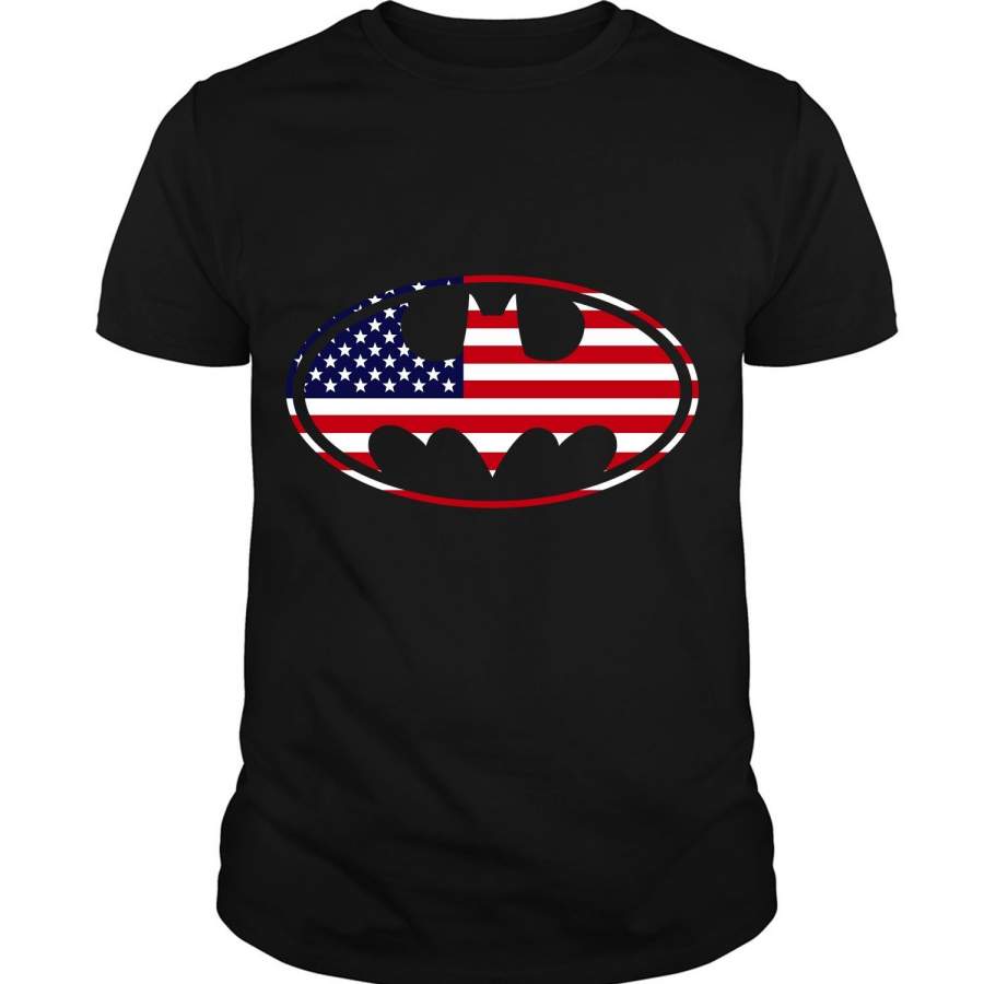 Batman American Flag Oval T Shirt, Batman T Shirt