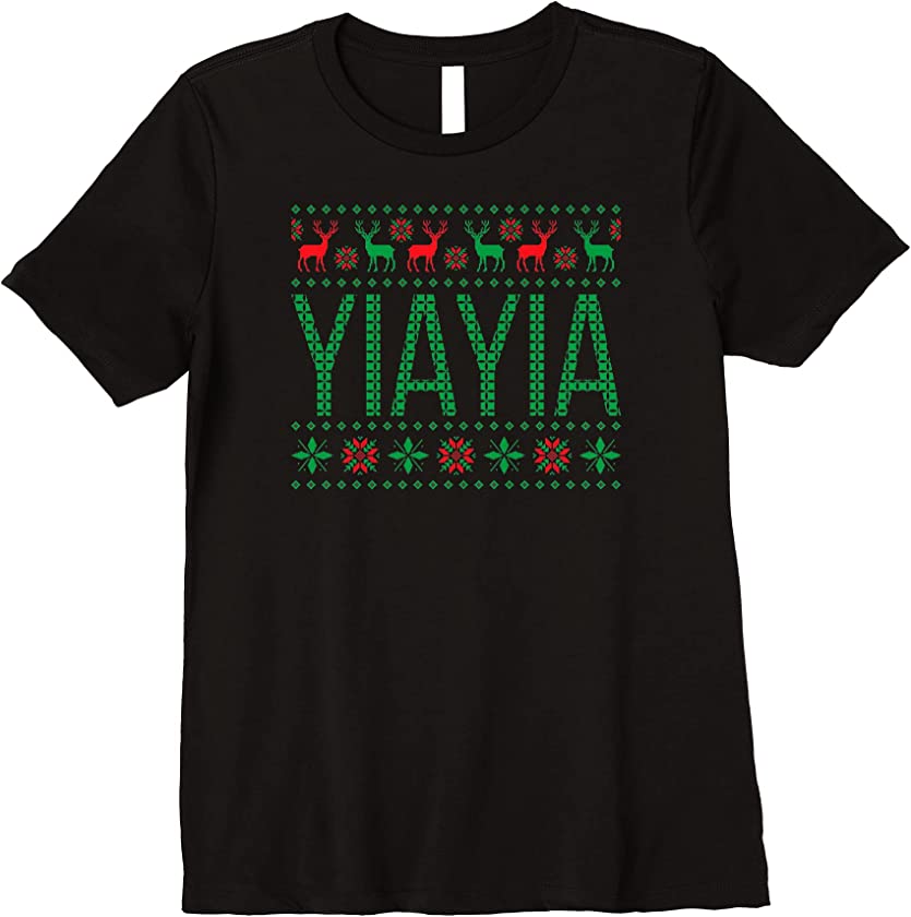 Womens Xmas Matching Outfits for Holiday Yiayia Ugly Christmas Premium T-Shirt