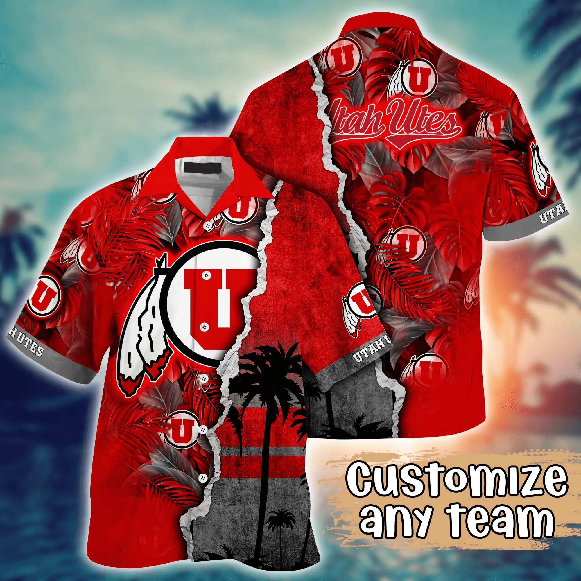 Utah Utes NCCA Hawaiian Shirt Custom Water Sports Aloha Shirt