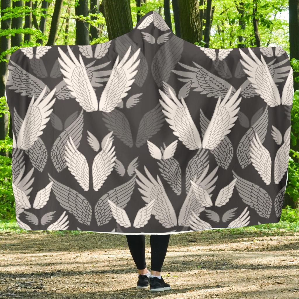 Angel Wings Pattern Design Themed Print Hooded Blanket