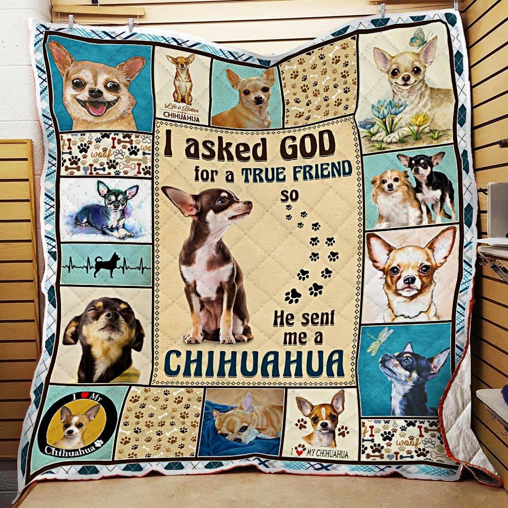 God Sent Me A Chihuahua Quilt Blanket