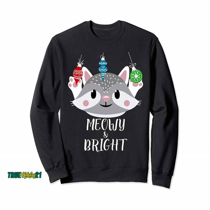 Meowy & Bright Kitten Christmas Cat Gift Pet Lovers Pajama Sweatshirt