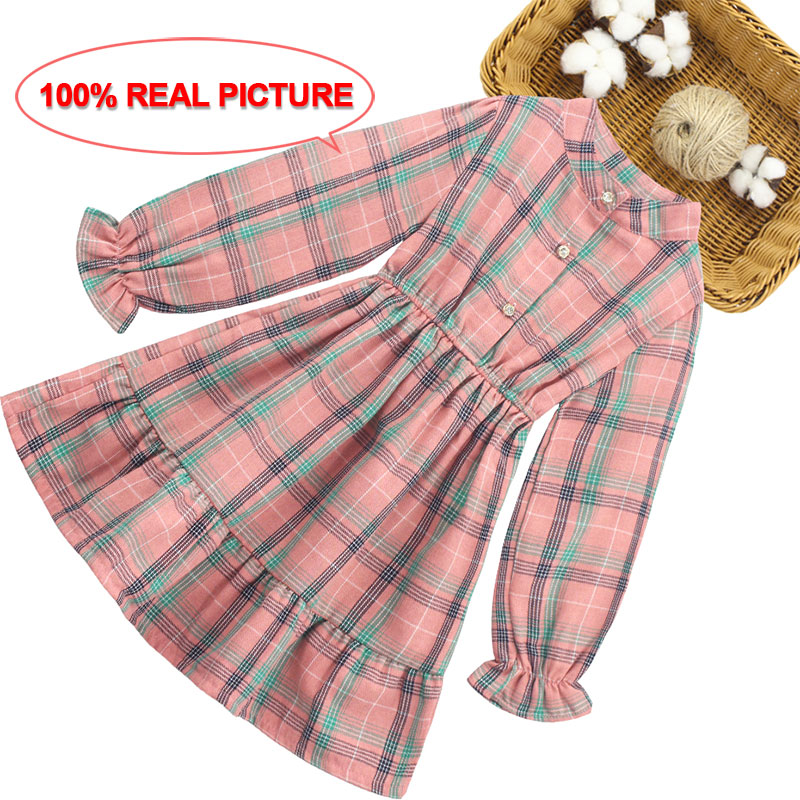 Big Girls Dress Plaid Pattern Girls Dresses Long Sleeve Dresses For Girls Teenage Girl Costume 6 8 10 12 14 alx