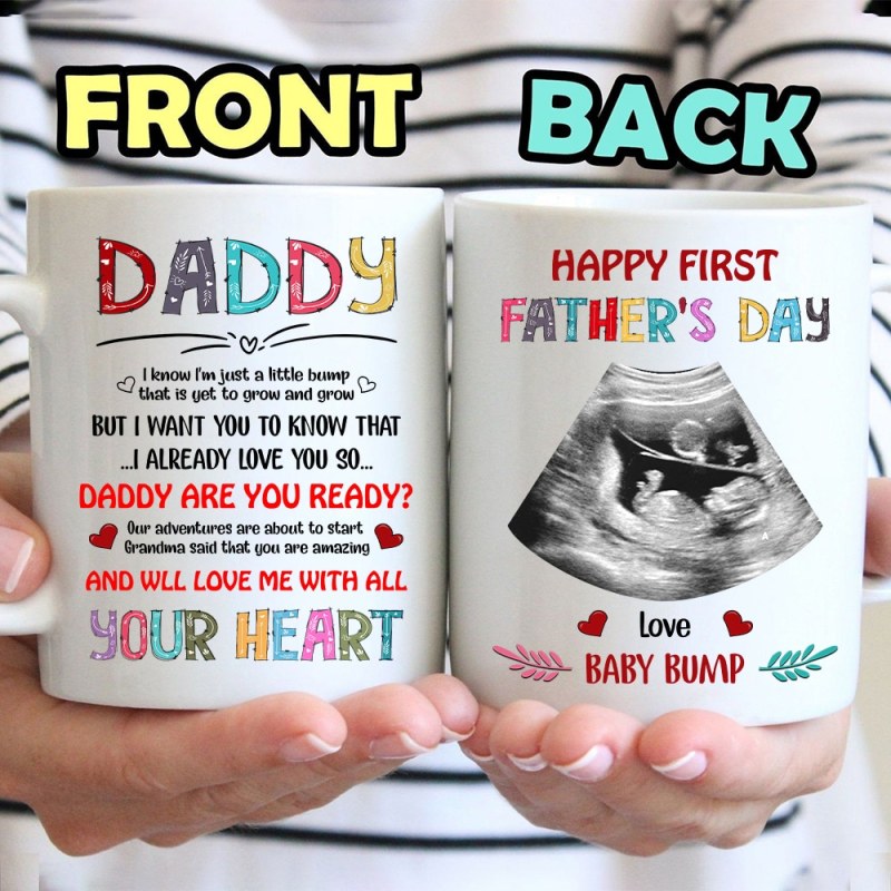 Personalized Daddy Are You Ready And Will Love Me With All Your Heart Ultrasound Photo Mug Father’S Day Gift