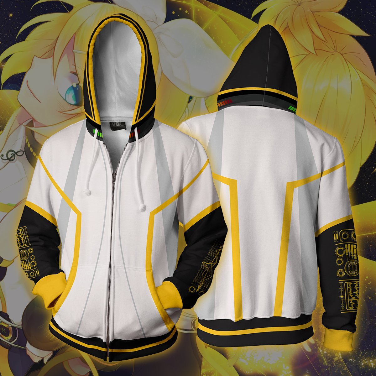 Vocaloid Kagamine Rin/Len Hoodies – Zip Up White Hoodie