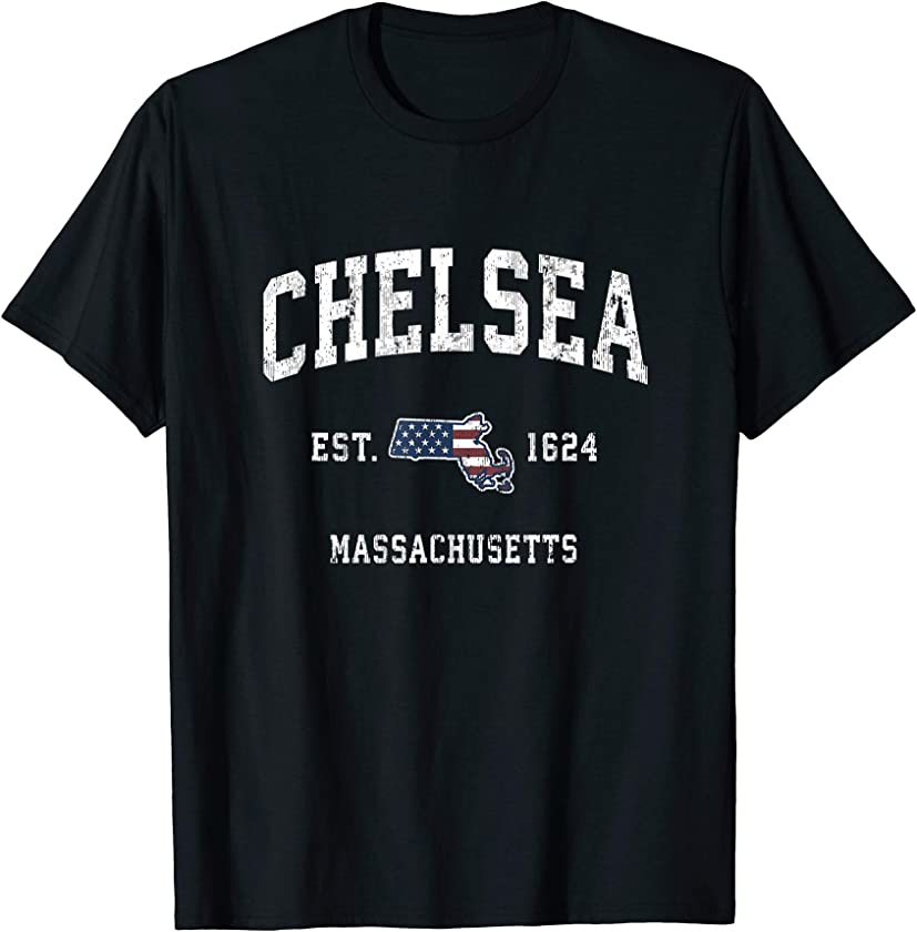 Chelsea Massachusetts MA Vintage American Flag Sports Design T-Shirt