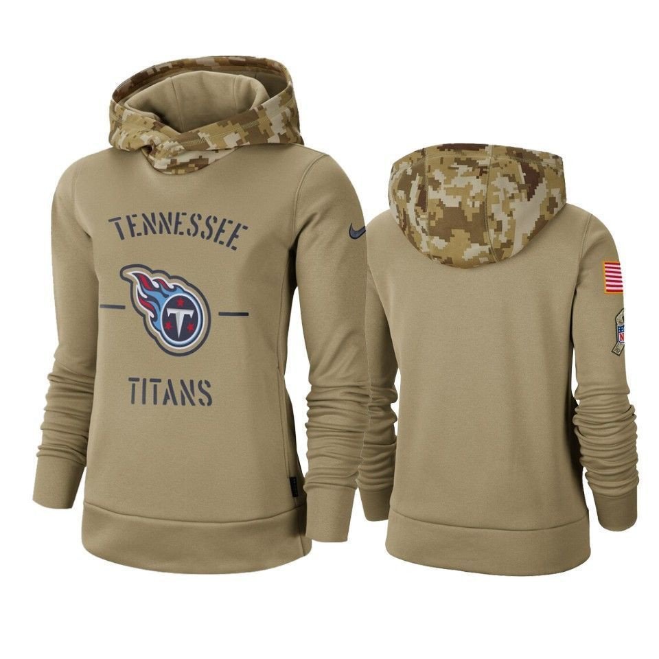 Tennessee Titans 2019 Salute To Service Khaki Pullover Womens Hoodie