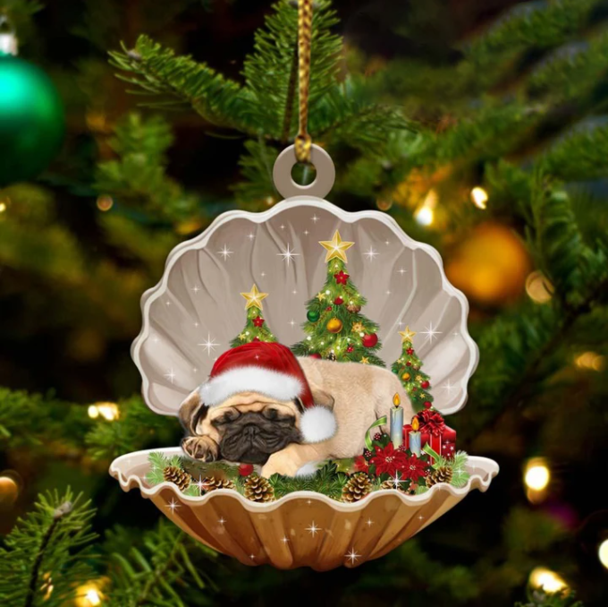 Pug3-Sleeping Pearl In Christmas Two Sided Ornament