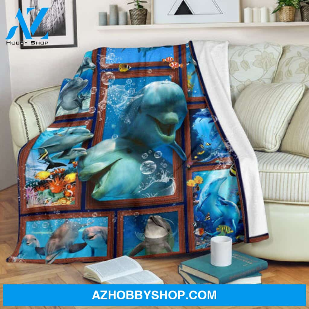 Dolphin Blanket, Dolphin King Of Ocean Fleece Blanket