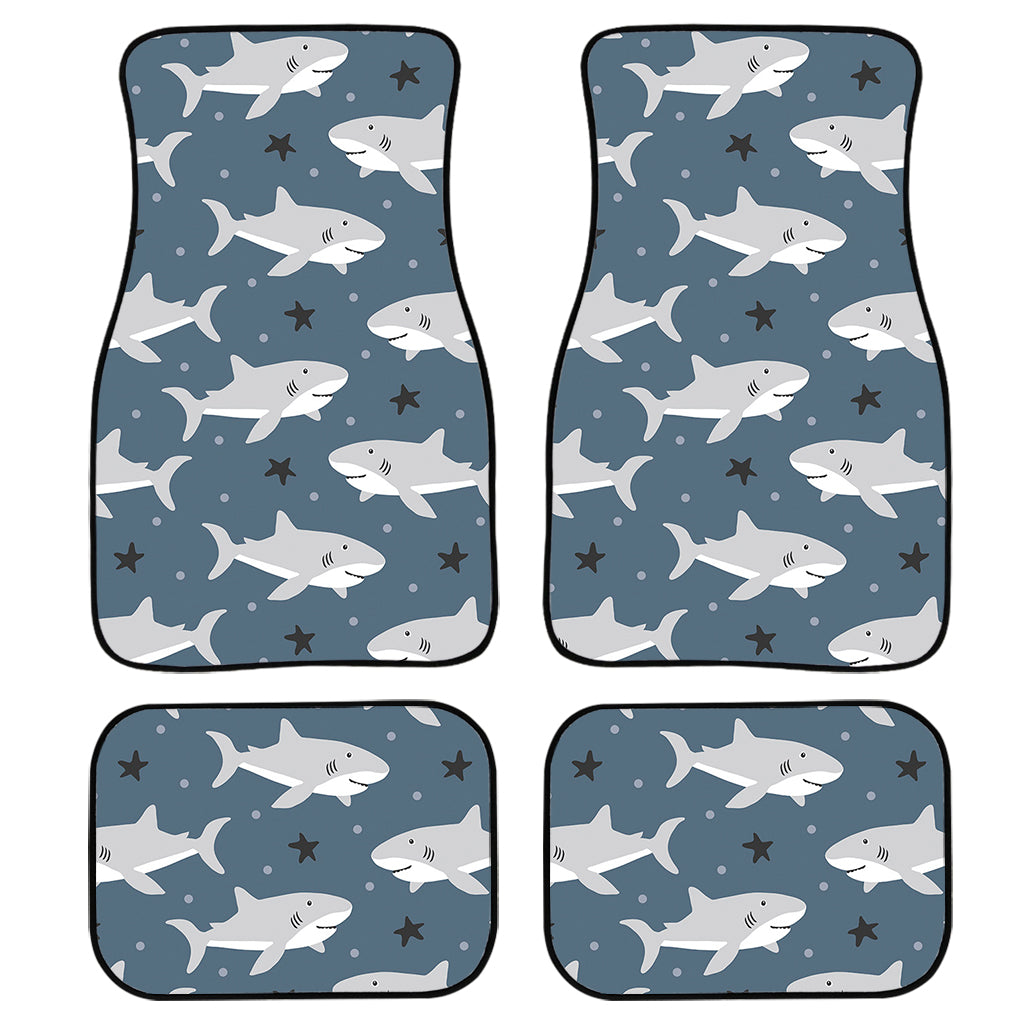 Cute White Shark Pattern Print Front And Back Car Floor Mats