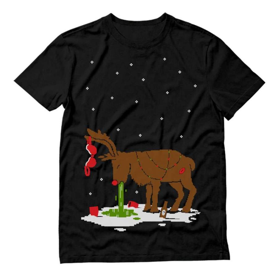 Xmas Reindeer Hangover Ugly Christmas Party T-Shirt