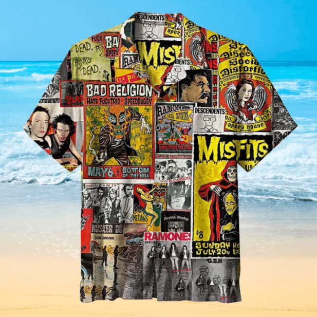 Punk Rock Collage For Man And Woman Print Short Sleeve Hawaii Shirt Ha6631