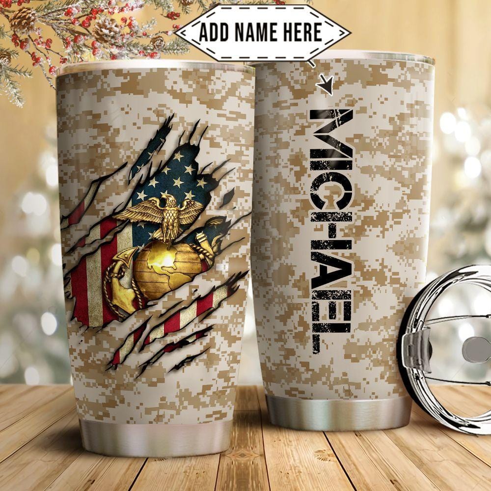 Personalized Marine Corps Tumbler Usmc Logo Custom Name Insulated Stainless Steel Tumbler Marines Veteran Gift Ideas Bps61948