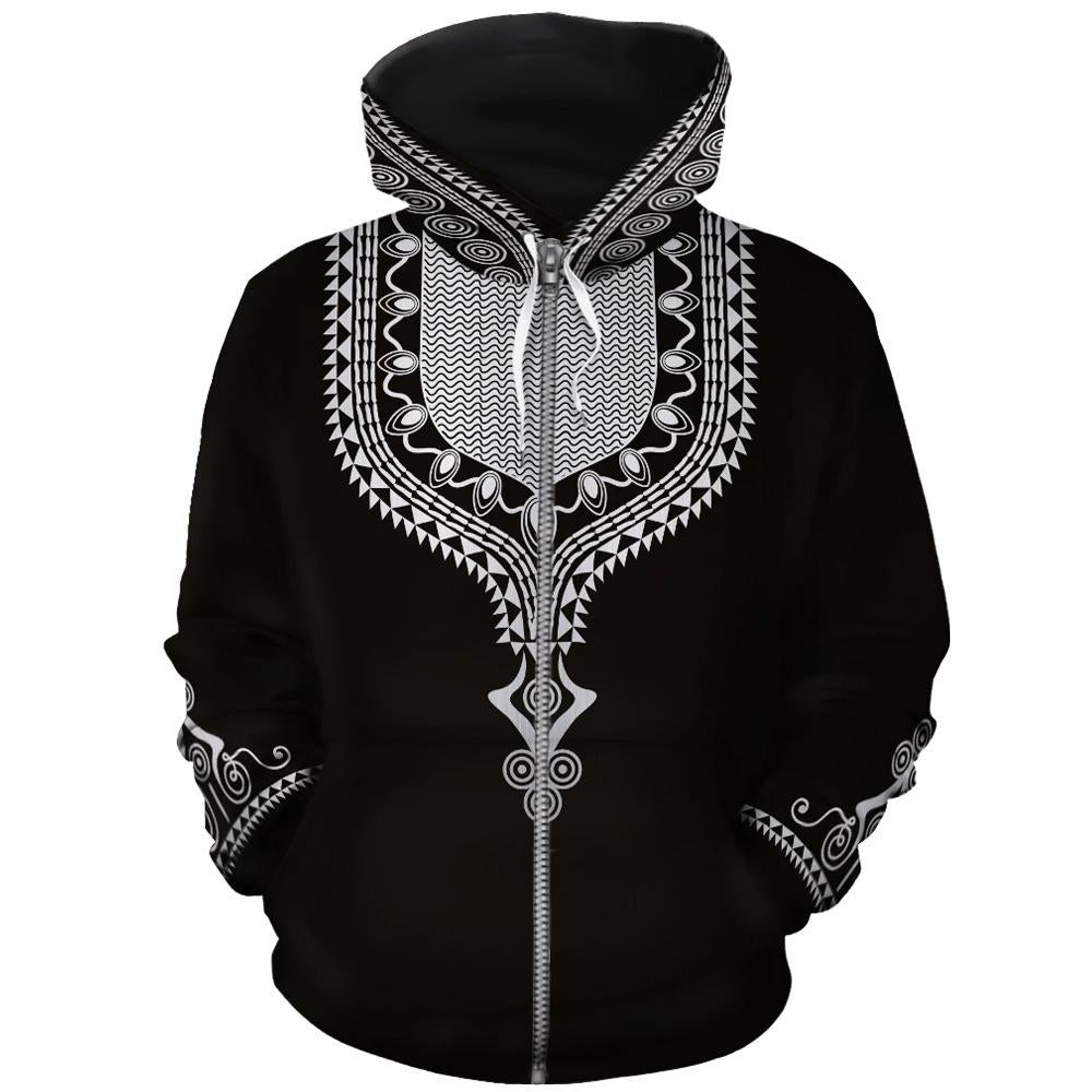 Greek Life Hoodie – Black Dashiki Zip Hoodie