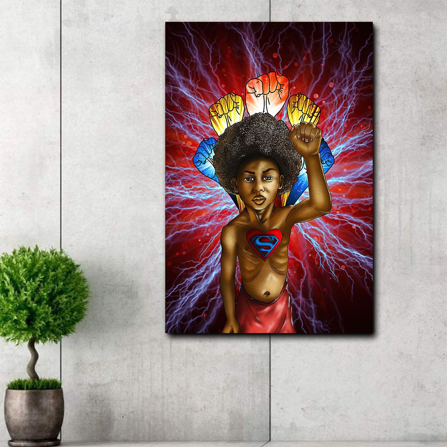 African American Cartoon Poster I Am Strong Man African Inspired Living Room