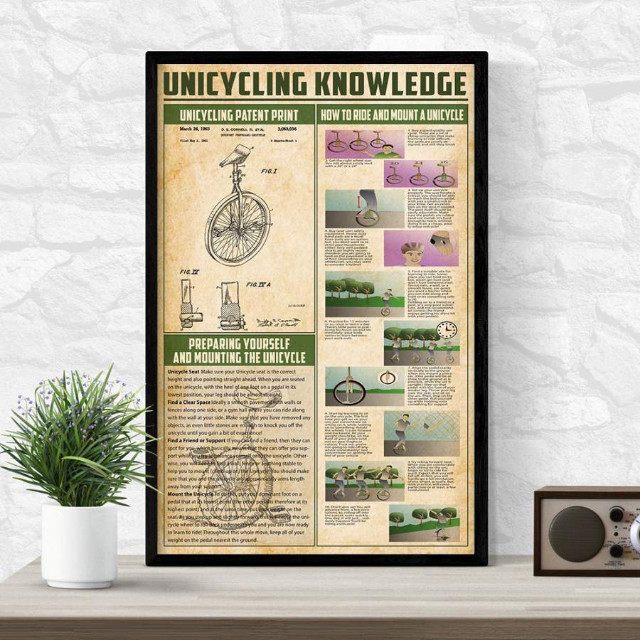 Wozoro Unframed Poster Unicycling Knowledge Size 11×17, 16×24, 24×36 inch