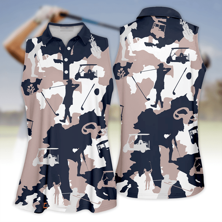 Golf Girl Camouflage Golfer Multicolor Gift Color Sleeveless Polo Shirt For Women